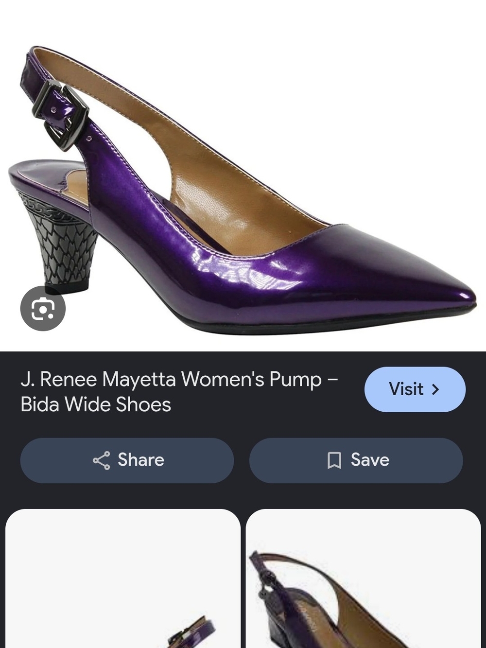 J. Renee Purple Metallic Patent Slingback Heels 11M